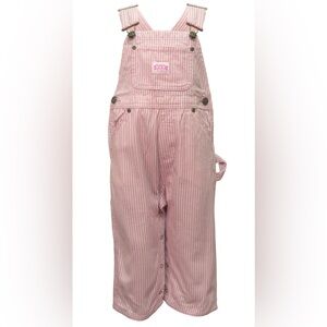 Key Toddler Bib Overalls  24 NWT
Color Pink White Stripe
